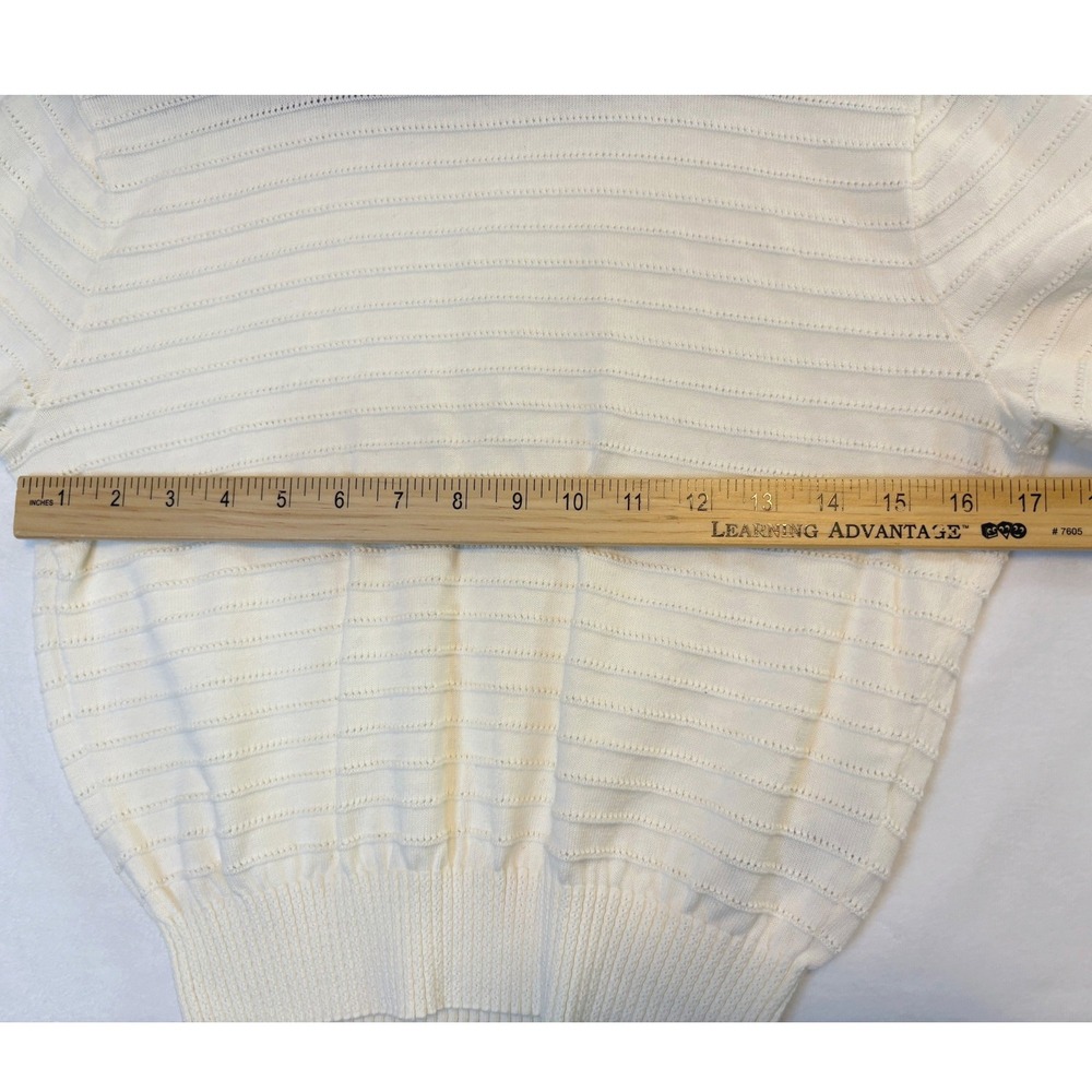 Madewell Sweater Women S Ivory Cream Short Sleeve Pointelle Stripe Knit Top NWOT - Picture 6 of 8
